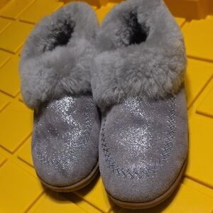 Lands End Cozy Gray Women's Slippers